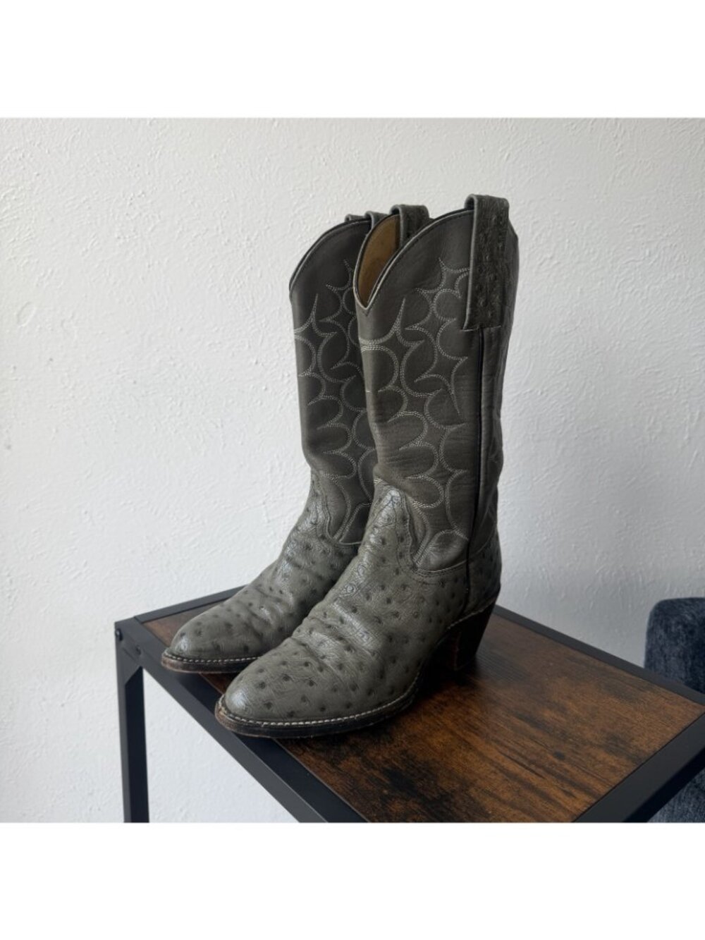 Vintage Frye Ostrich Quill Leather Women’s Western Cowboy Boots 6 B - Picture 4 of 15